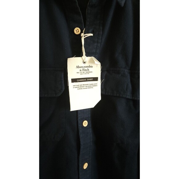 Nwt Abercrombie & Fitch Mens 100% CottoShirt Size Large Blue Pockets Long Sleeve - Picture 2 of 8